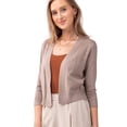 thumbnail image 2 of URBAN DAIZY Women's Classic 3/4 Sleeve Crop Bolero Cardigan Open Front Cropped Shrugs Knit Sweater A09_620 Camel XL, 2 of 7