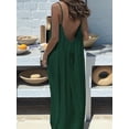 thumbnail image 4 of Women'S Open Back Spaghetti Strap Beach Maxi Dress Loose Flowy Vacation Sundress Dark Green M, 4 of 7