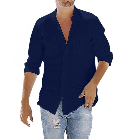 adviicd Men's Long Sleeve Mixed Material Shirt Untuckit Shirts for Men