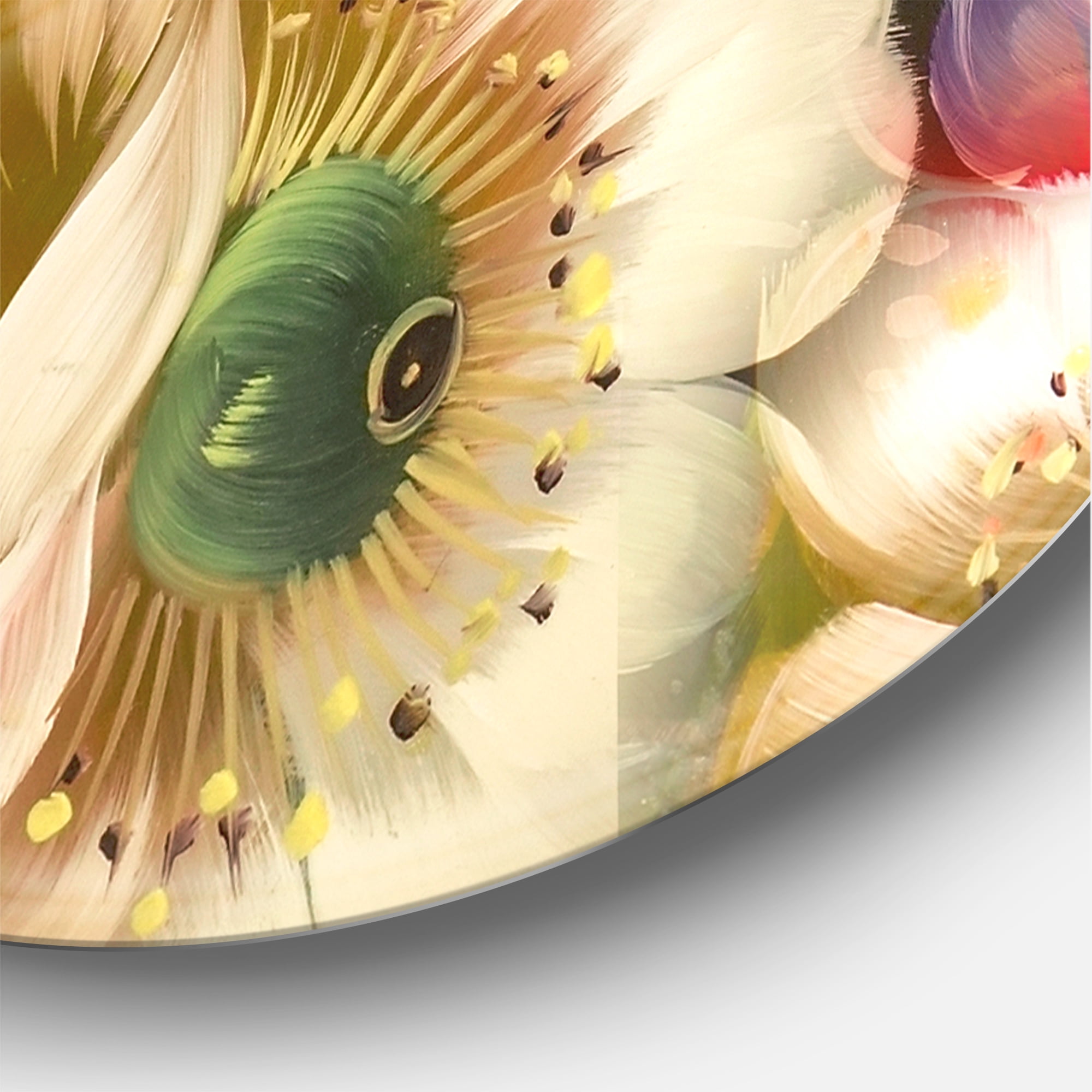 Designart 'Red and Yellow VIntage Flowers' Traditional Circle Metal Wall Art 23x23 - Disc of 23