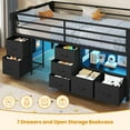 thumbnail image 2 of Afuhokles Low Loft Bed Twin Size with 7 Storage Drawers, Bookcase and LED Lights, Black, 2 of 5