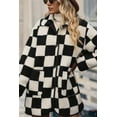 thumbnail image 3 of Women's Black Checkered Fleece Jacket with Side Pockets | [ZhiHiMeRi] | (US 20-22)2XL, 3 of 12