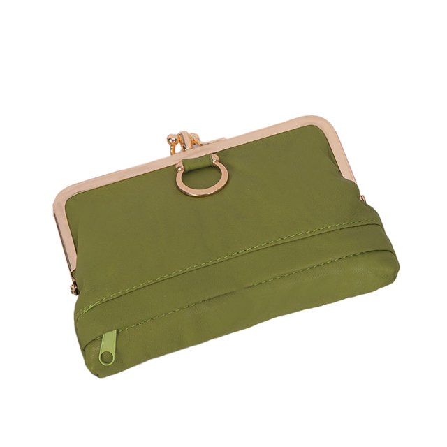 Monedero de piel de oveja de color sólido multicapa con cierre oculto monedero con hebilla Adepaton BST3001800-3
