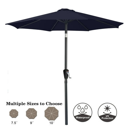 ABCCANOPY 7.5FT Patio Umbrella with Push Button Tilt 13+Colors  Navy Blue