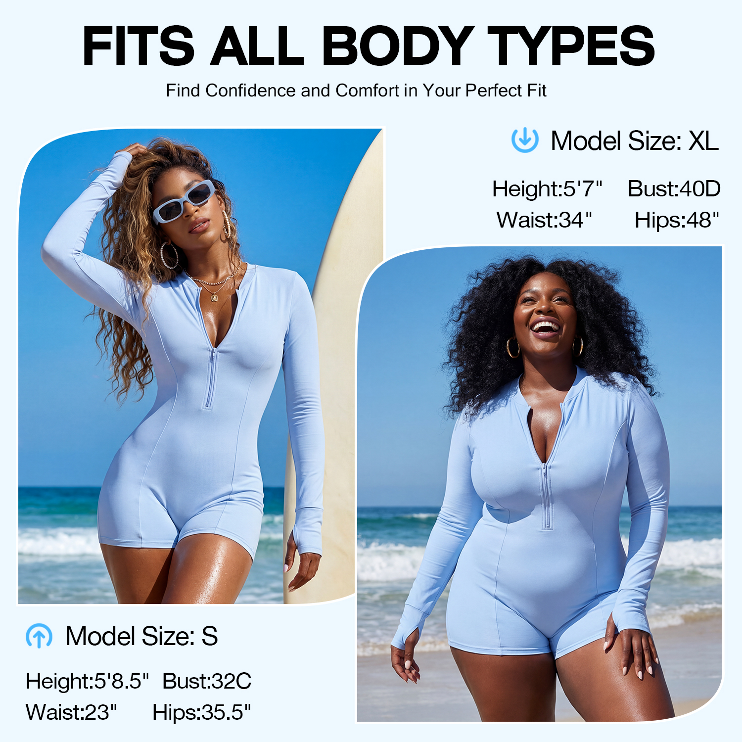 Ocean Blues Women's Long-Sleeve One-Piece Rash Guard with UPF 50+, M photo 3