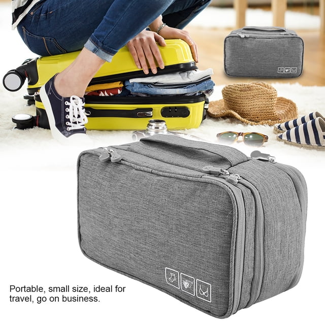 Uadme Bolsa De Almacenamiento De Viaje,Organizador De Almacenamiento De Viaje Portátil,Ropa Interior Impermeable,Bolsa Para Calcetines,Funda USB Para Viaje De Negocios(Gris)