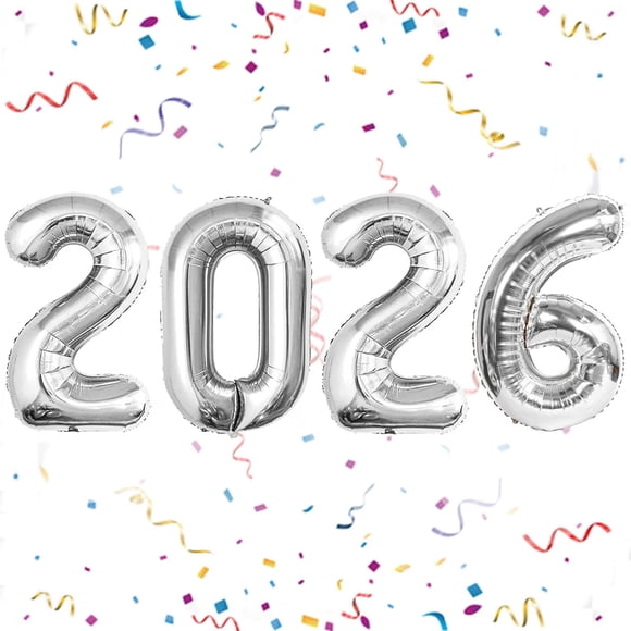 Globos YOUDICT 2026 plateados de 40 cm para decoración de Año Nuevo