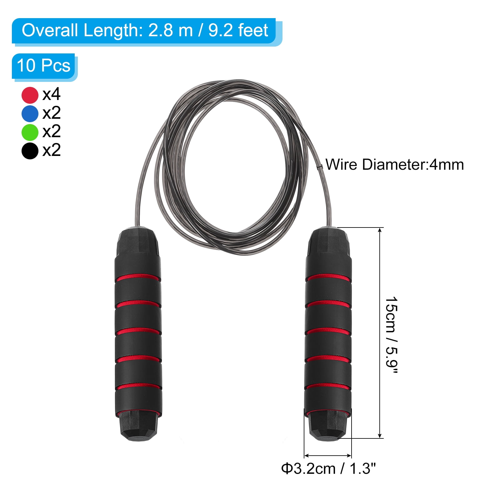 Uxcell Jump Rope for Fitness Workout Skipping Rope Tangle-Free Rapid Speed Jumping Rope Multicolor 10Pack