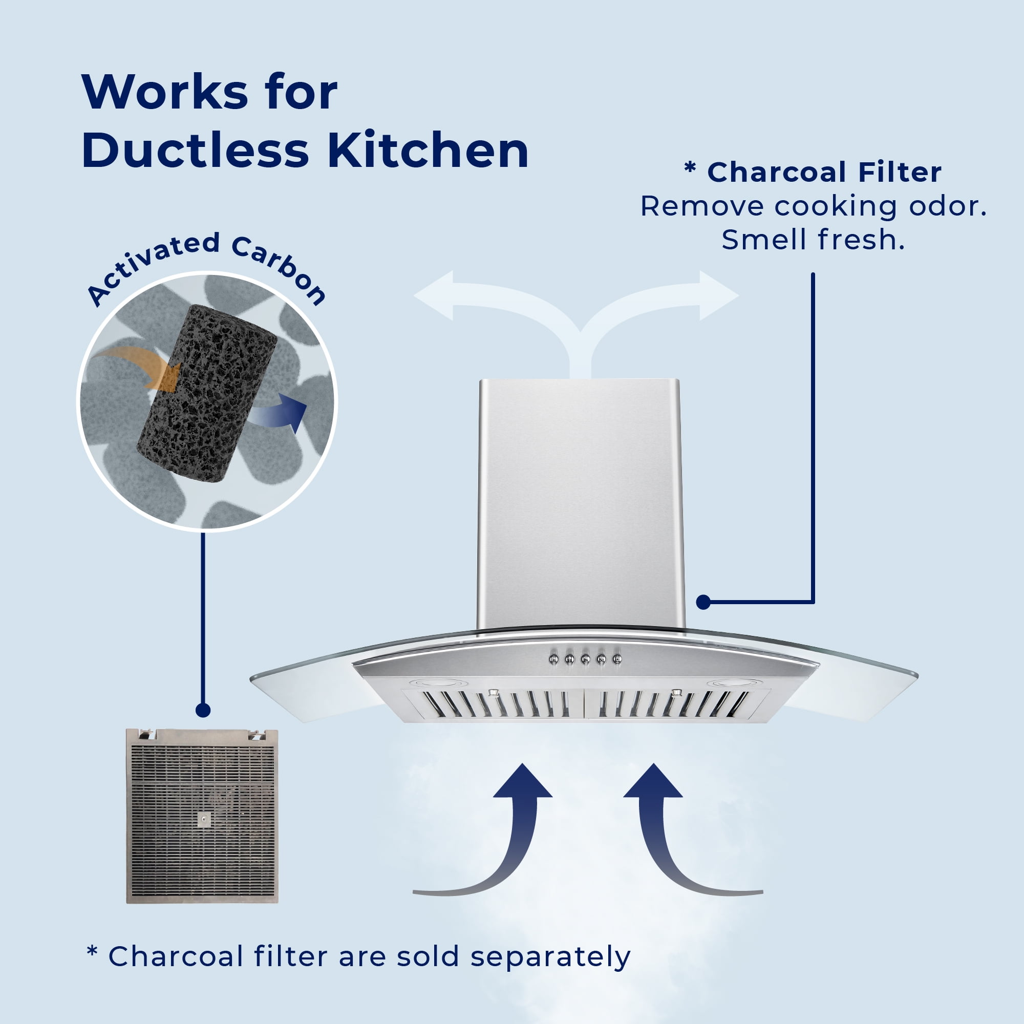 Hauslane WM-600SS-36 36 in. Convertible Wall-Mounted Range Hood, Stainless Steel