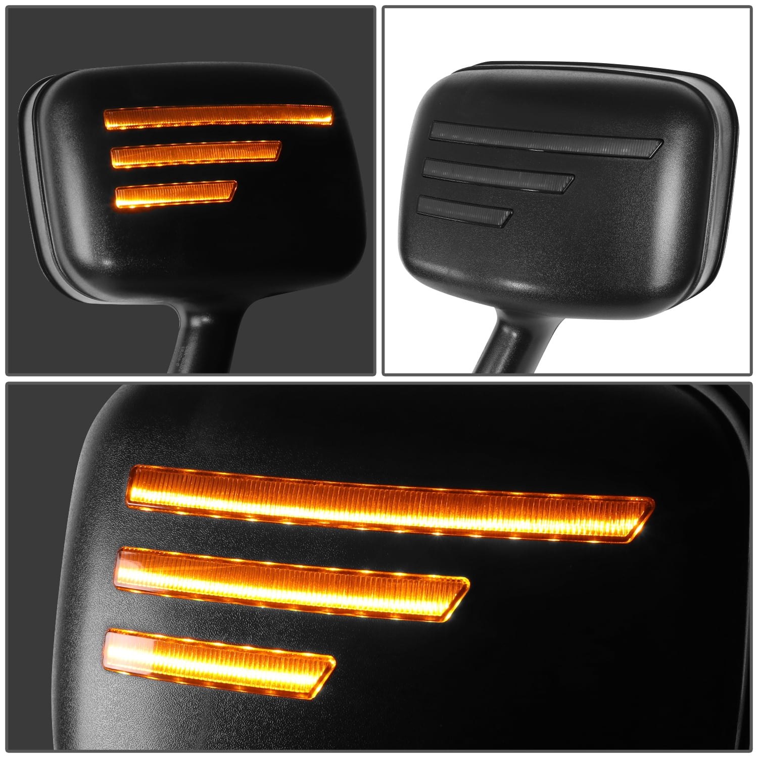DNA MOTORING MIRROR-HAY-017-BK Pair of Amber Chasing LED L-Pattern Hood Mirrors Compatible with 2018-2021 Volvo VNL 300 400 740 760 860,Black DNA Motoring MIRROR-HAY-017-BK For 2018-2021 Volvo VNL VNL300- 860 Black  Amber Chasing LED L-Pattern Manual Pair Hood Mirrors