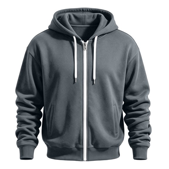 Chiccall Full Zip Hoodie for Men Drawstring Long Sleeve Hooded Sweatshirts Casual Fashion Athletic Solid Jacket with Pocket