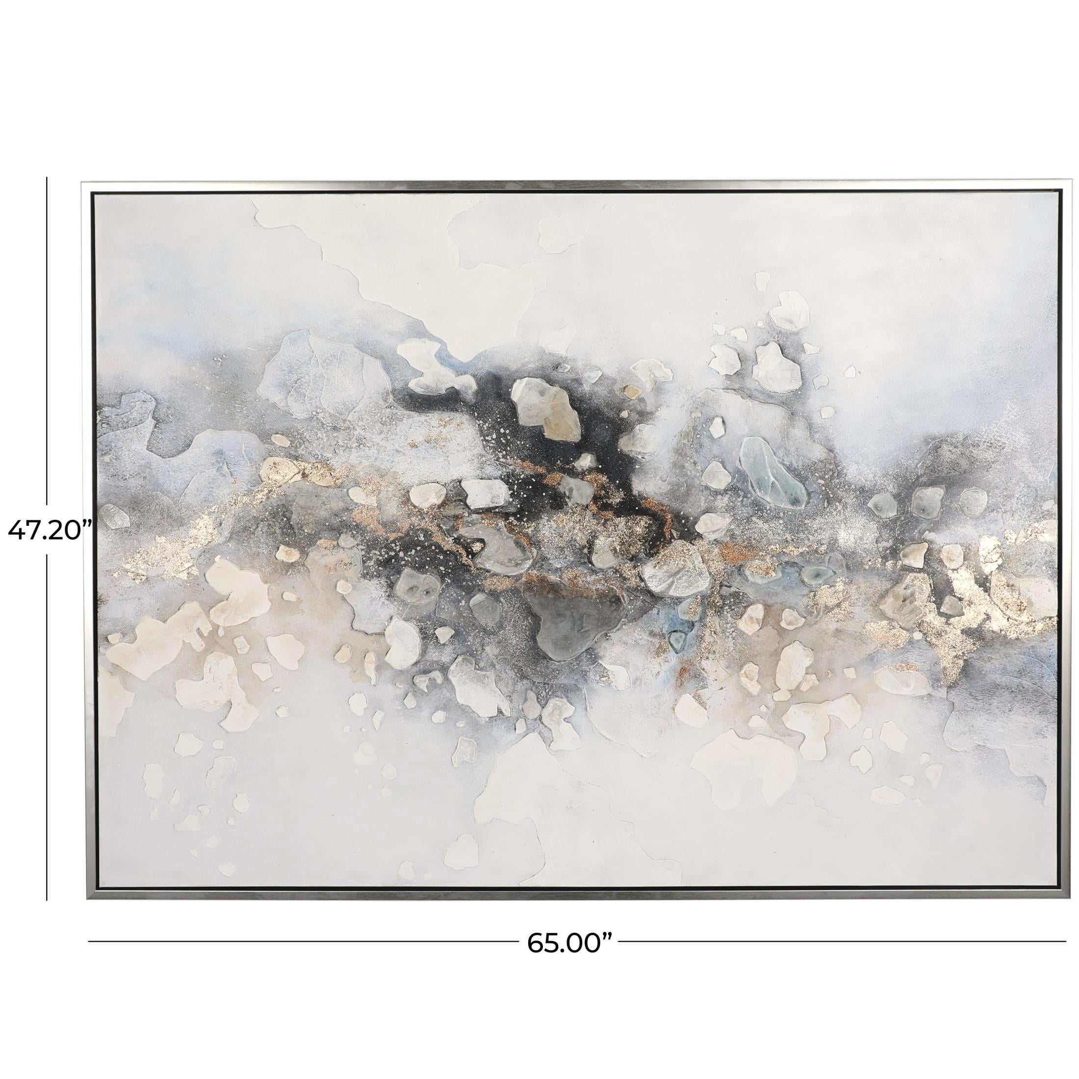 65" x 47" Watercolor Abstract Framed Wall Art with Gold Foil Accents, by DecMode