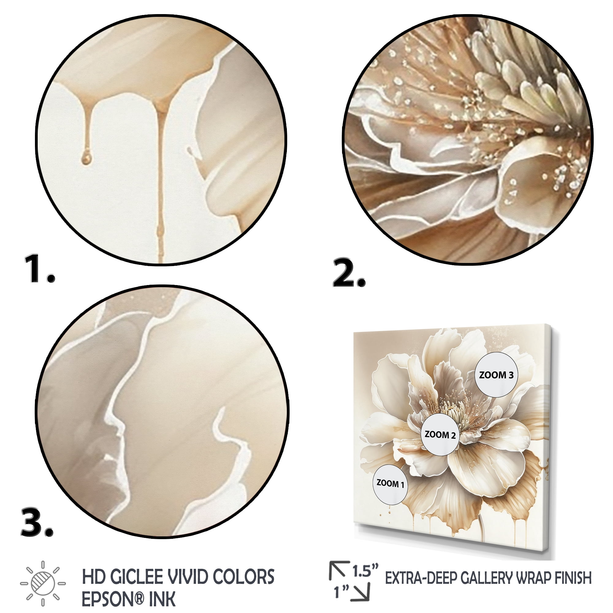 Designart Blooming Beige Floral Design II Canvas Wall Art