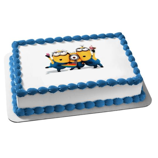 Despicable Me Minions Stuart Kevin Dave Edible Cake Topper Image