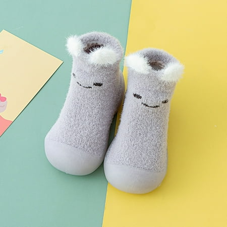 

Hunpta Toddler Shoes Infant Boys Girls Animal Cartoon Socks Shoes Toddler Fleece WarmThe Floor Socks Non Slip Prewalker Shoes
