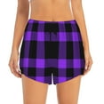 thumbnail image 2 of Fotbe Purple Buffalo Plaid Womens High Waist Running Shorts Athletic Workout Quick Dry Shorts for Women with Pockets Gym Yoga Summer Shorts-Small, 2 of 9
