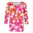thumbnail image 4 of Qepwscx Basic 3/4 Long Sleeve Shirts For Women Valentine'S Day Crew Neck Sweatshirts Love Heart Printed Blouses For Women Dressy Casual Ladies Tops And Blouses Pullover Sweatshirt Graphic Tops, 4 of 5