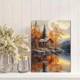 thumbnail image 2 of Qisvanset 12x16 Inch Autumn Lake Cabin Canvas Wall Art, Fall Foliage Reflection Rustic Landscape Home Decor, 2 of 8