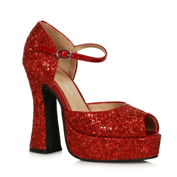 Sparkle Red Glitter Movie Star 5.5" Heel Platforms size 9