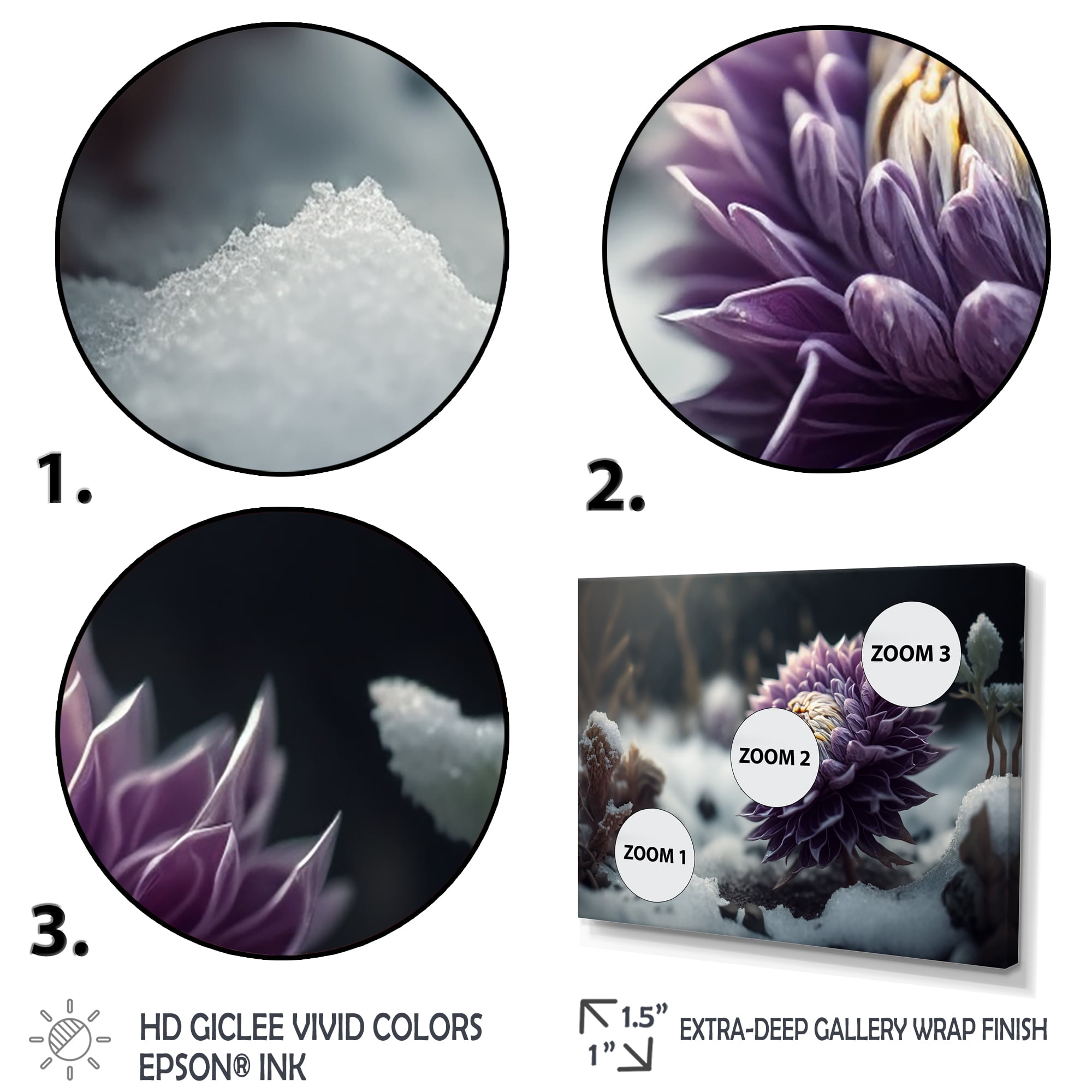 Designart A Blooming Purple Dahlia Flower In Winter I Canvas Wall Art