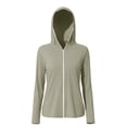 thumbnail image 5 of Women's Loose Fit Long Sleeve Hooded Zipper Solid Color Sun Protection Top Shirt Casual Daily Fashion Shirts | CSEONE,Beige L, 5 of 6