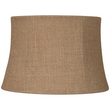 Springcrest Natural Burlap Small Drum Lamp Shade 10" Top x 12" Bottom x 8" High (Spider) Replacement with Harp and Finial