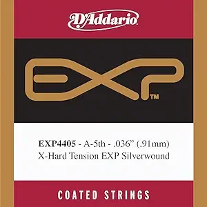 D'Addario EXP4405 Coated Classical Guitar Single String, Extra-Hard Tension, Fifth String