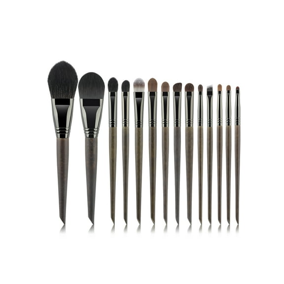 14pcs Wooden Professional Makeup Brush Set, Makeup Brushes Perfect Foundation Blending Powder Blush Eyeshadow Eyebrow with Bag,