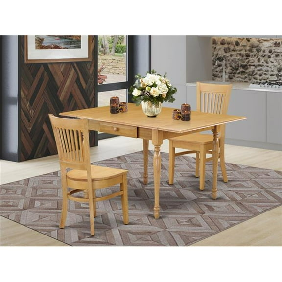 3 Piece Monza Dining Kitchen Table Set - Oak