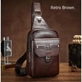 thumbnail image 2 of BULLCAPTAIN Mochila Cruzada de Cuero para Hombre Sling Bolso de Pecho para Viajes de Senderismo, 2 of 10