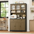 thumbnail image 7 of Hiphuta 71"in Modern Kitchen Pantry Storage Cabinet, Freestanding Kitchen Hutch Cabinet with Adjustable Shelves & Microwave Stand, Modern Coffee Hutch for Dining Room, Oak, 7 of 7
