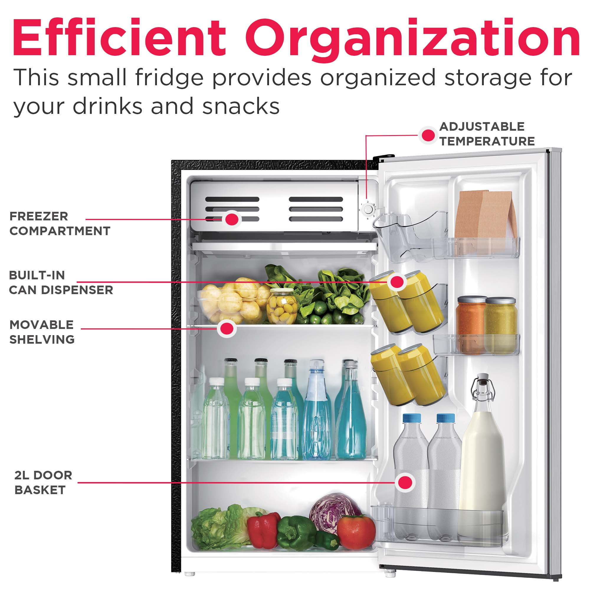 Frigidaire 3.2 Cu. ft. Mini Fridge, Compact Refrigerator with Chiller Compartment, Platinum