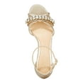 thumbnail image 3 of JEWEL BADGLEY MISCHKA Womens Beige Adjustable Ankle Strap Embellished Perforated Giona Round Toe Block Heel Buckle Dress Slingback Sandal 7.5 W, 3 of 4