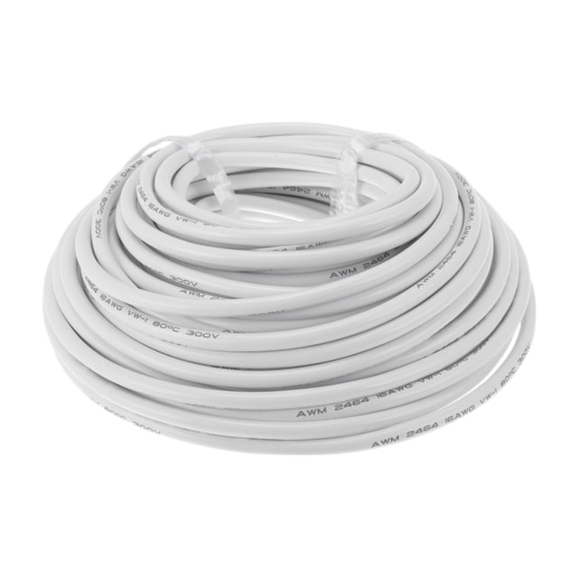 Cables eléctricos únicos para automóviles, cable de alimentación de 59 pies, blanco, TC, 1 pieza, 16AWG, 2 conductores, completamente aislado y con chaqueta de tacto suave, universal