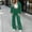 Green, variant on Women's 2‑Piece Casual Tracksuit Set, Ribbed Zip‑Up Round‑Neck Top & Elastic Waist Drawstring Wide‑Leg Sweatpants, Soft Stretch LoungeOutfit for Fall Winter Daily Casual Navy XL