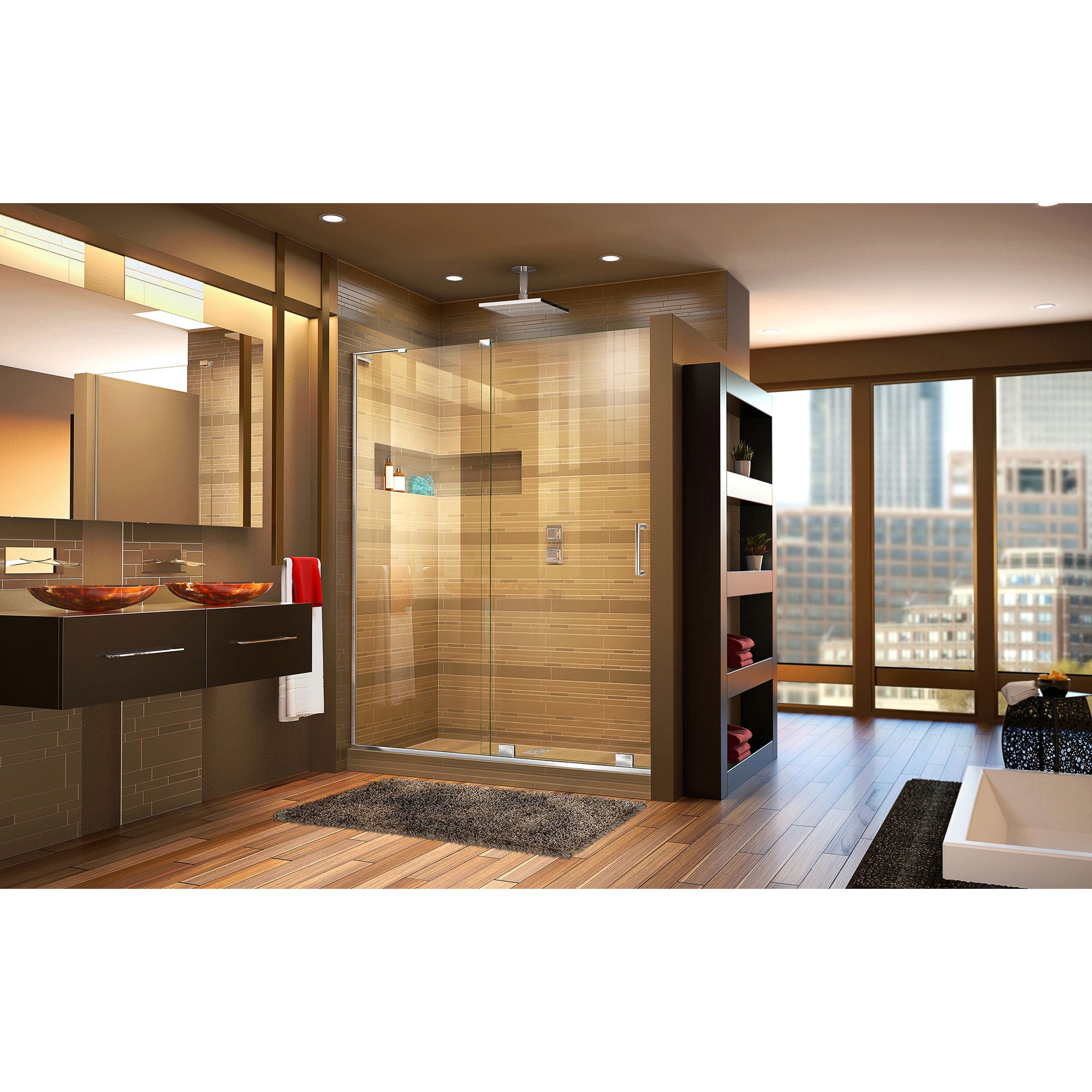 DreamLine Mirage-X 55 - 59 inch W x 71 inch H Frameless Sliding Shower Door in Chrome; Left Wall Installation