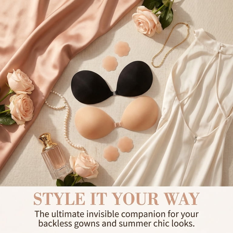nipple covers for backless dresses DODOING 2 Pack Invisible Silicone Breast Pads Lift Up Boob Nipple Cover Tape Sticker Bra for Backless Dress with Nipple Covers