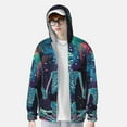 thumbnail image 2 of Gaeub Space Skeleton Meditation Men's and Women's UPF 50+ Long-Sleeved Sun Protection Clothing, Fishing Shirt Long Sleeve Zip-Large, 2 of 7