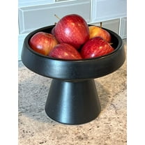ceramic black pedestal  fruit bowl /planter 8.25”D matte black. 8x7x5"