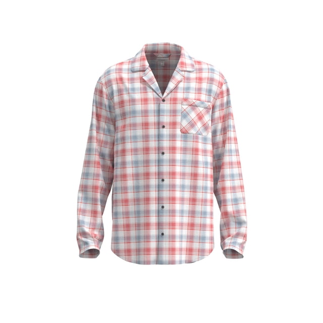 Chemise en Flanelle pour Hommes Douce et Ajustée Automne Hiver Livraison Gratuite, Taille p-TG, Coton Tissé à Carreaux Rouges Brossés