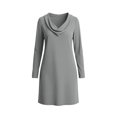 thumbnail image 5 of XRoczxe Women’s Solid Cowl Neck Long Sleeve Shift Dress, Casual Loose‑Fit Short Tunic Dress for Daily Wear, 5 of 5