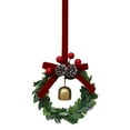 thumbnail image 5 of 2 pcs Christmas Wreath Ornaments with Bells & Pine Cones - Velvet Ribbon Bow Artificial Wreath for Window, Chair, Front Door Holiday Decor, 5 of 8