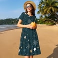 thumbnail image 4 of Naloa Christmas Snowflake Print Womens Summer A-Line Dress with Pockets,Short Sleeve Dresses,Flowy Beach Swing Dress for Vacation Travel, 4 of 6