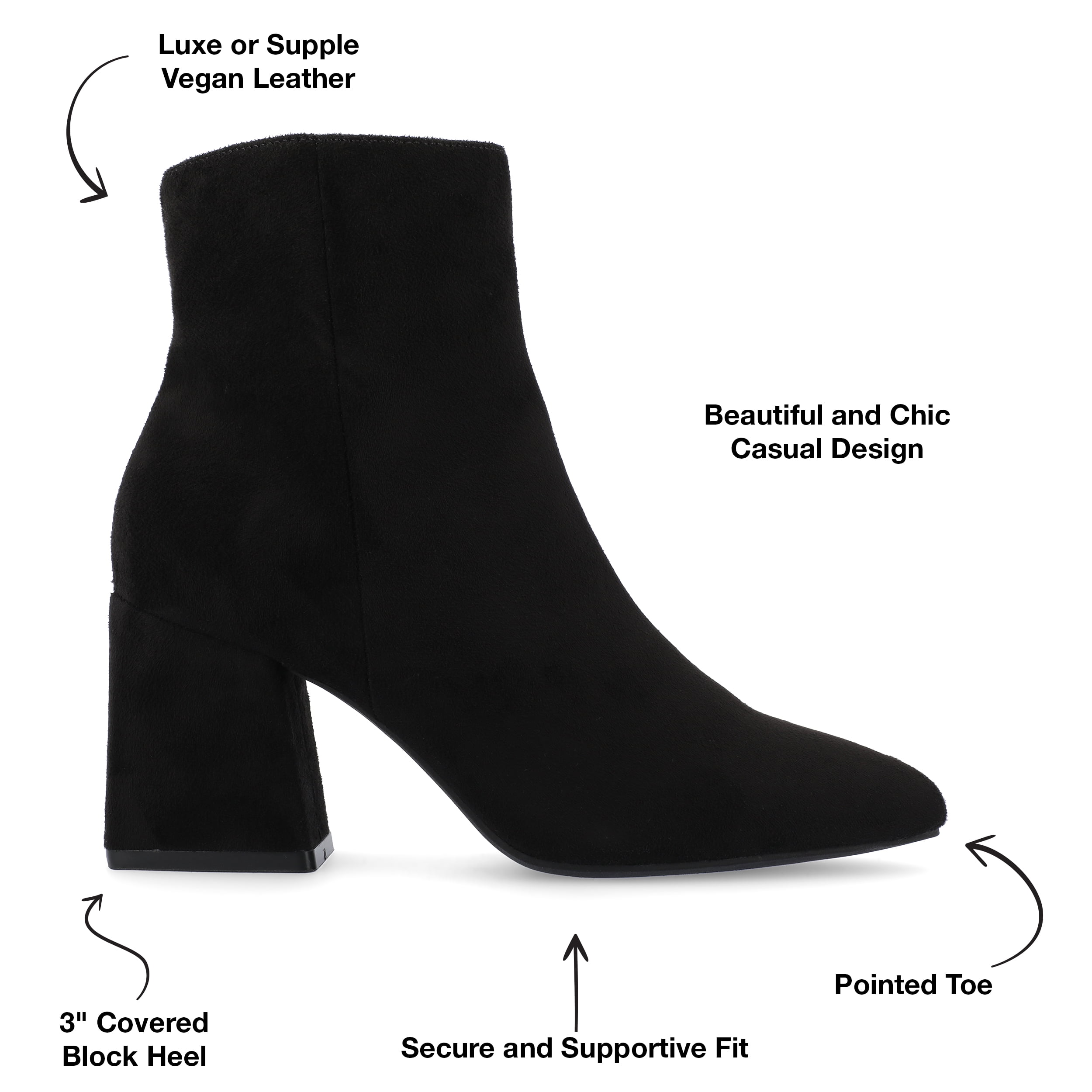 Journee Womens Sorren Covered Block Heel Pointed Toe Booties