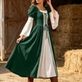 thumbnail image 5 of BRGZLK Medieval Renaissance Dress for Women 2026 Trendy Color Block Square Neck Lace Up Goth Costumes Dresses for Ren Fair Halloween Cosplay Army Green M, 5 of 9