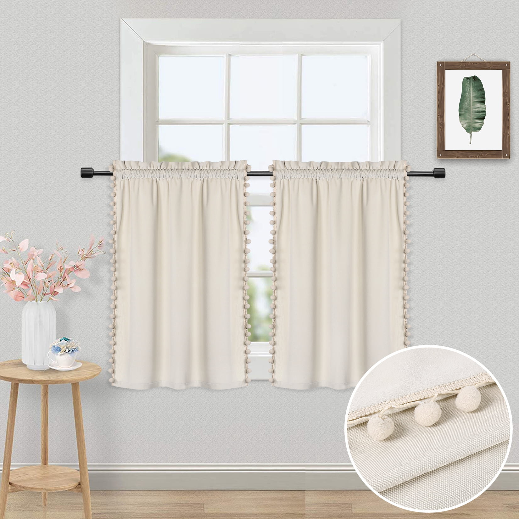 Haperlare Velvet Kitchen Curtain Room Darkening Short Curtains for ...