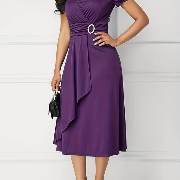 Elegante Vestido Ajustado Con Diamantes De Imitación, Dobladillo Asimétrico Con Lazo En La Cintura Para Fiestas Y Banquetes, Ropa De Mujer