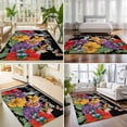 thumbnail image 4 of Area Rugs 5'x7', Spring Flowers Carpet Runner Indoor Outdoor Rugs Home Decor Aesthetic, Watercolor Country Colorful Floral Black Non Slip Mats Washable Accent Rug for Living Room Bedroom, 4 of 8