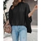 thumbnail image 3 of Camiseta Holgada de Media Manga con Cuello Alto Pamolo Color Negro para Mujer de Verano, 3 of 6