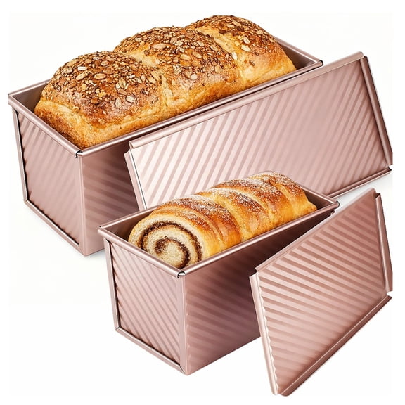 Ngardk Loaf Pans for Baking, Bread Loaf Pan, Bread Pans for Baking, 4.3Ć8.3Ć4.5 in/3.1x7.5x3.7 in, Pack of 2, Rose Pink
